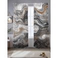 thumbnail image 3 of Black Marble Semi Sheer Curtains 108 Inch Length 2 Panels Set, Retro Chic Abstract Mottled Texture Art Sheer Kitchen Curtain Privacy Voile Window Curtain for Living Room Bedroom Rod Pocket Drapes, 3 of 7