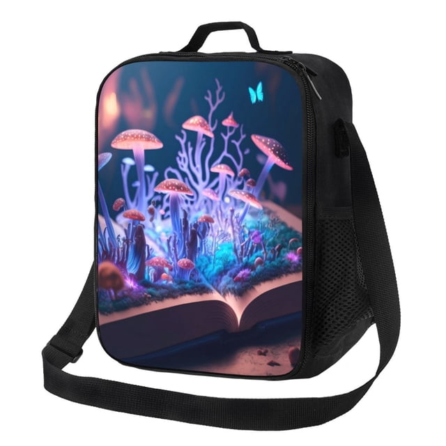 Balery Book Glowing Mushrooms Caja de Almuerzo y Bolsa de Almuerzo para Hombres y Mujeres, Bolsa de Almuerzo Reutilizable con Gran Capacidad, Bolsa de Almuerzo Aislada