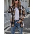 thumbnail image 3 of HSHDLDF Womens Casual Plaid Shacket Button Down Long Sleeve Shirt, 3 of 5