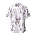 thumbnail image 2 of Xecao offers the Lavender Flowers for Men's Casual Short-sleeved Shirt, a button-up collared shirt with a pocket, perfect for beach vacations and yacht travel in the 4X-Large size., 2 of 7