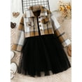 thumbnail image 4 of Toddler Girls Spring Autumn Outfit Sets Black Sleeveless Sling Dress + Long Sleeve Button Plaid Coat, 4 of 9