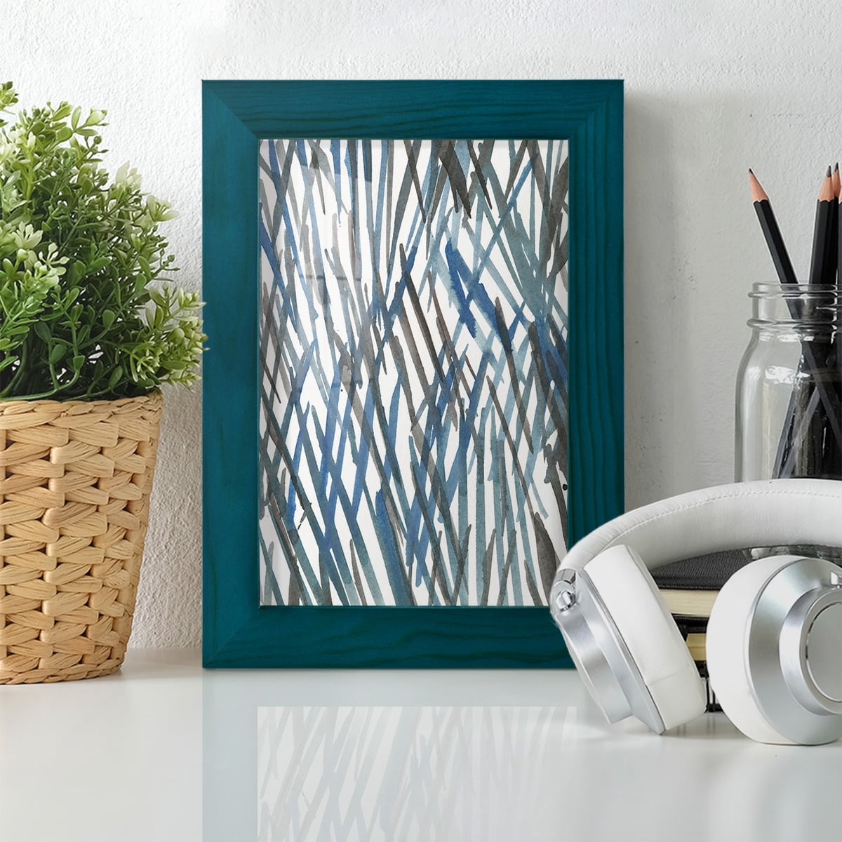 Blue Grass II - Framed Print w/glass - Ocean Blue