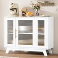 thumbnail image 4 of Hetoy 36 Inch Small Buffet Storage Cabinet with Adjustable Shelf and Fluted Glass Door Retro Kitchen Sideboard, White, 4 of 6
