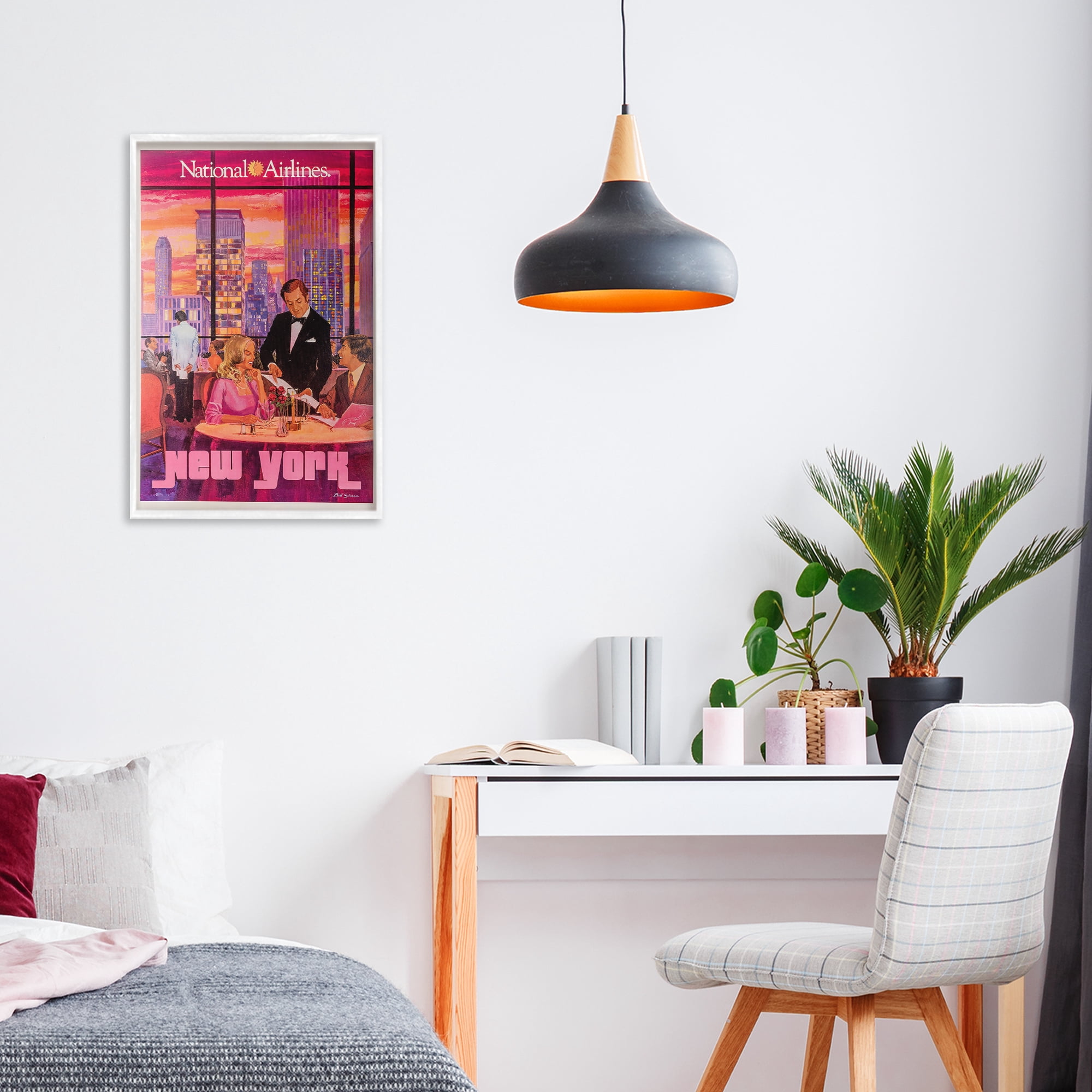 Stupell Industries Vintage New York Dining White Framed Giclee Art, design by Vintage Posters