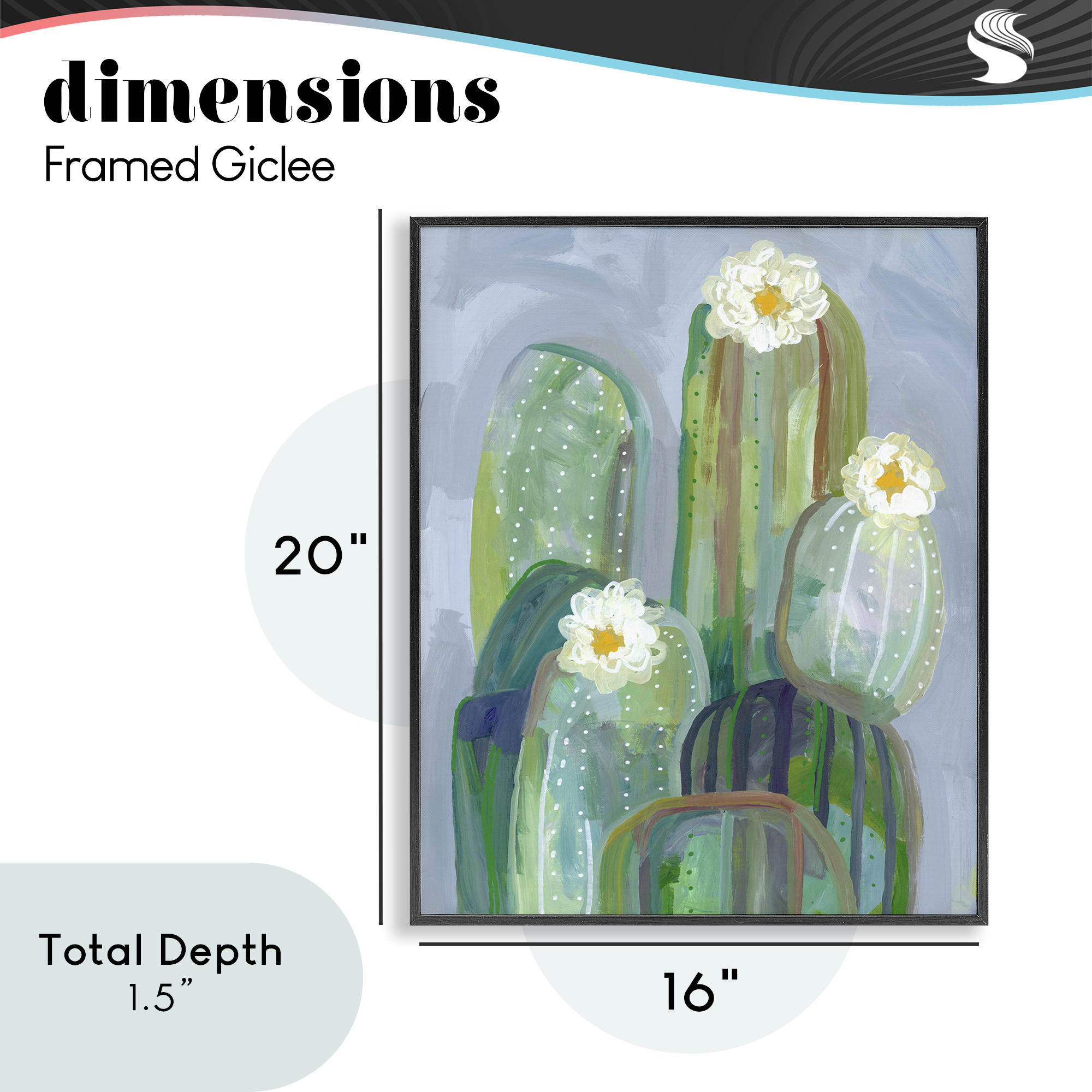 Desert Day Dream Cactus Black Framed Giclee Art, design by Ashley Davis