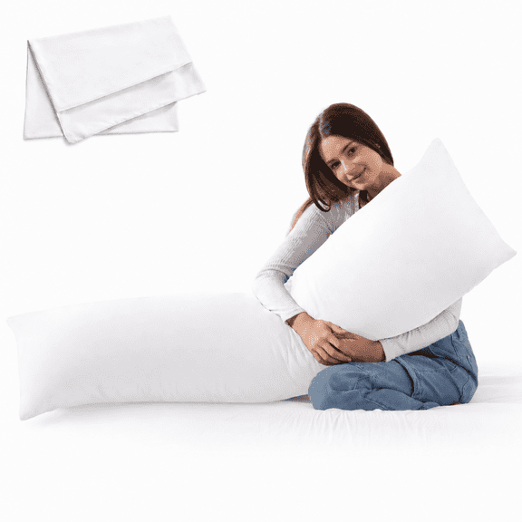 Yalamila Premium Ultra Soft Body Pillow with Removable Pillowcase for Adults, Comfortable Long Bed Pillow, 20x54in, White