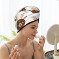 thumbnail image 3 of LNWH Microfiber Hair Drying Towel, Doodle Deer Face Reindeer Pattern Hair Dry Wrap with Button Anti Frizz Soft Bath Shower Cap Head Towel for Girls Women, 3 of 8