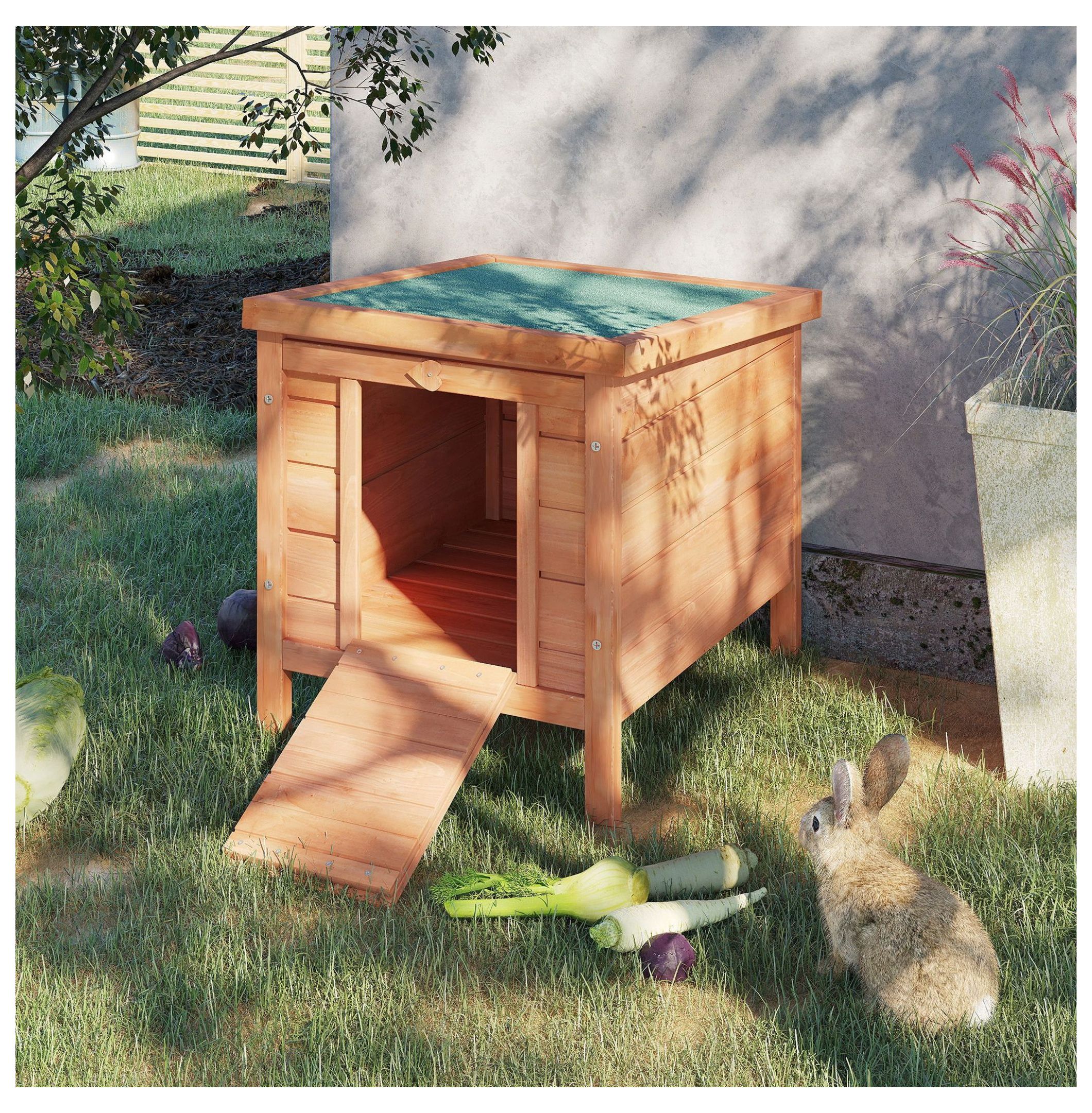 Rabbit House Small Wooden Hutch Cage Openable Waterproof Roof Bunny Guinea Pig Indoor Outdoor Natural