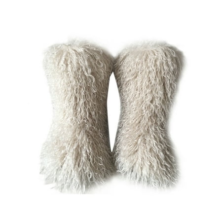 

Ymiytan Womens Cozy Mid Calf Boot Indoor Outdoor Breathable Furry Winter Warm Shoes Comfortable Fuzzy Snow Boots Beige 8