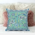 thumbnail image 4 of Amrita Sen Designs  26 x 26 in. Pond Peacock Broadcloth Indoor & Outdoor Zippered Pillow - Muted Aqua & White, 4 of 5