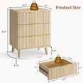 thumbnail image 2 of Aufeile Nightstand with Charging Station, 3 Drawer Nightstand for Bedroom, Fluted Bedside Table with USB Ports, Modern Wood Bedroom Side Table with Drawers, Natural, 2 of 7