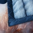 thumbnail image 6 of JML Faux Fur & Plush Fleece King Blanket, Double-Sided Patterns 3-Ply Heavy Thick Warm Plush Blanket For Winter, 85"x93", Horse & Blue, 6 of 7