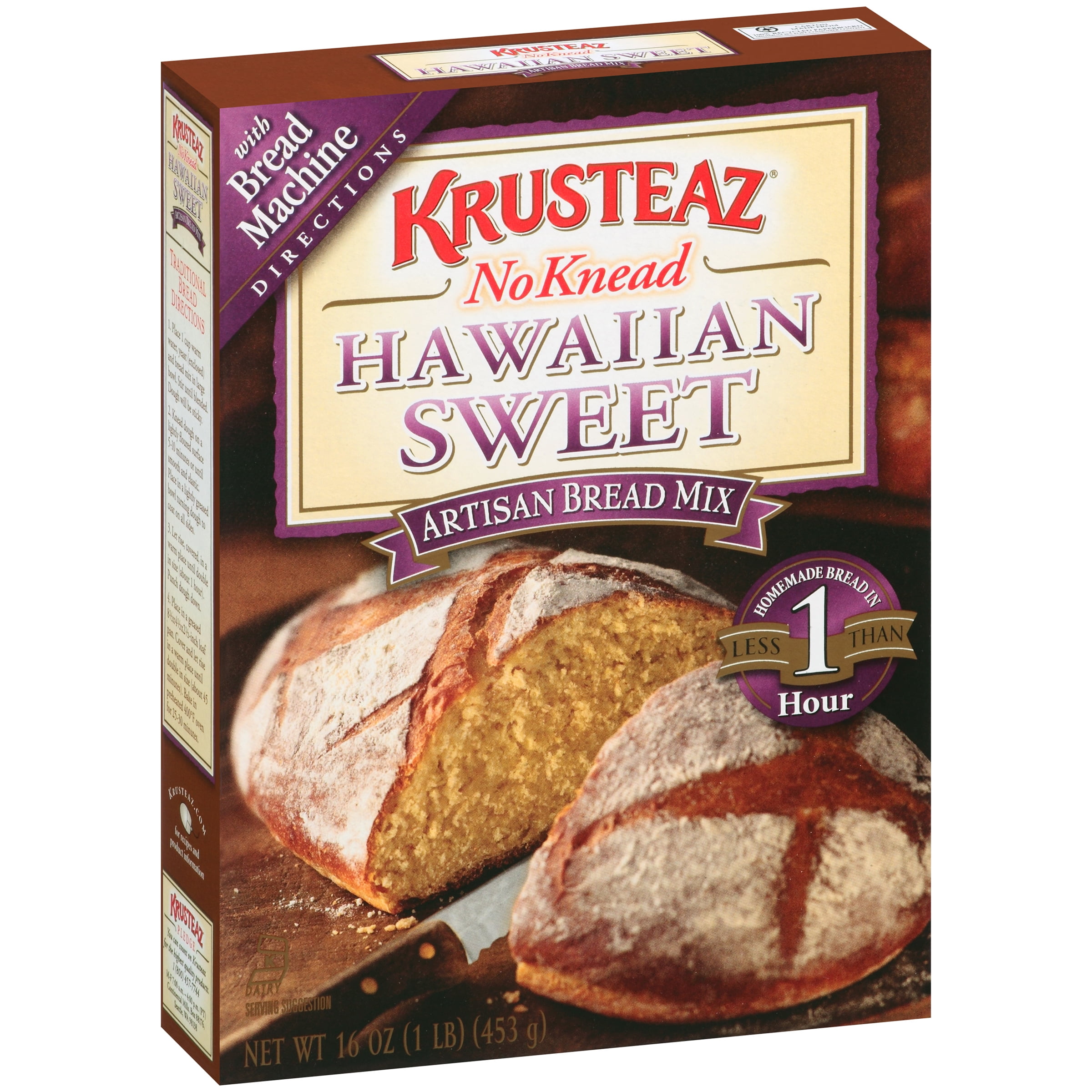 (2 Pack) Krusteaz No Knead Hawaiian Sweet Artisan Bread Mix, 16-Ounce