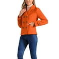thumbnail image 4 of Abrigo de doble botonadura con solapa de pico para mujer INSPIRE CHIC, invierno, XL, naranja, 4 of 6