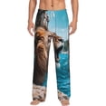 thumbnail image 2 of Lsque Ice Blue Coastal Lion Print Men's Pajama Pants, Lounge Pant - Comfortable Home Wear,Elastic Waistband, Stylish Design-X-Large, 2 of 9
