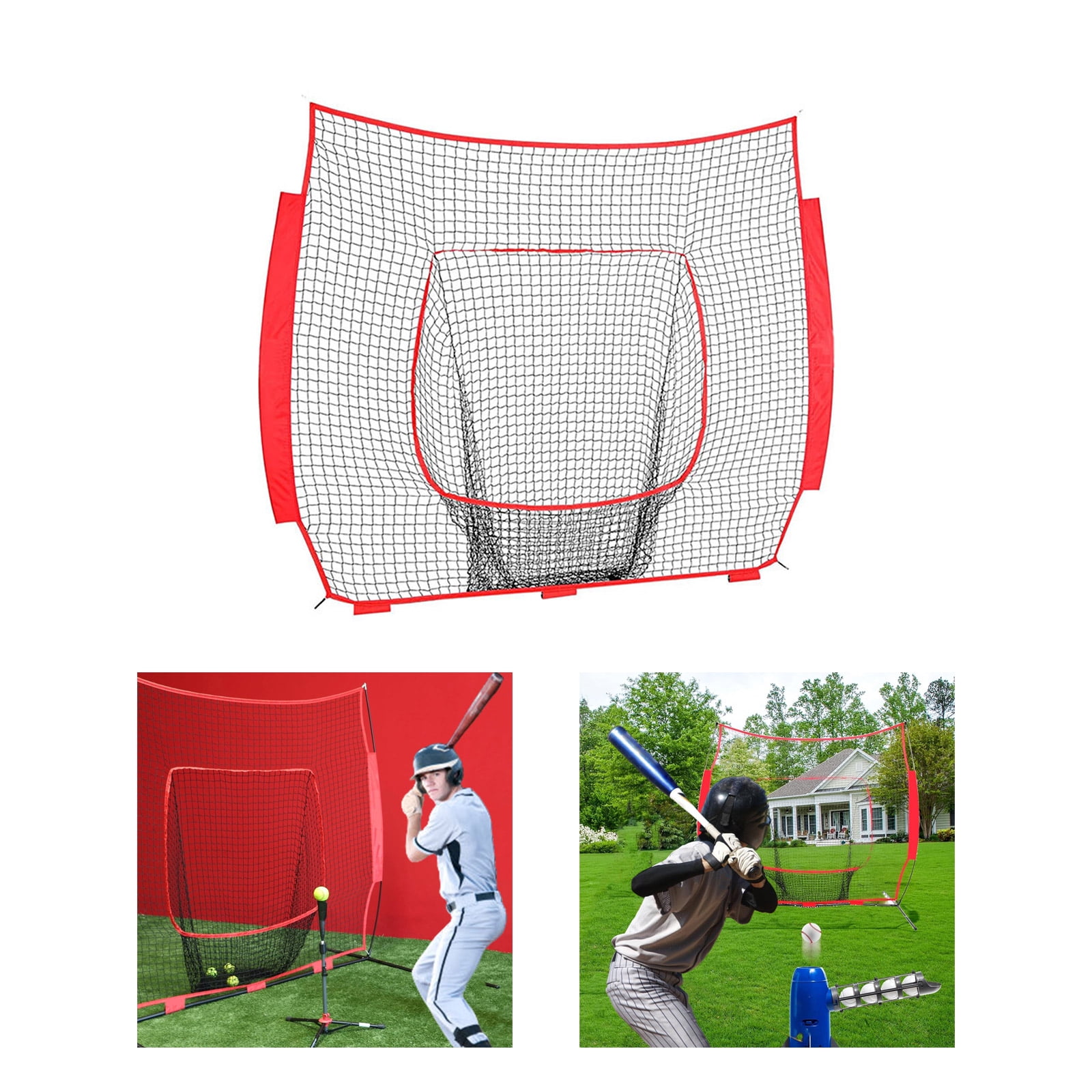 7x7ft Baseball Softball Practice Net Nylon Heavy Duty Netting Rebounds Training Baffle Net for Indoor Outdoor Use