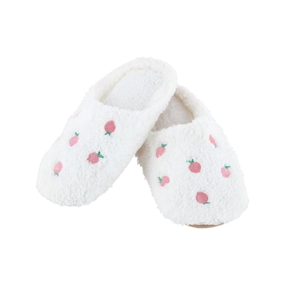 CTM Strawberry Print Fur Slippers (Women)
