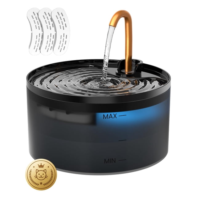 Fuente de agua para gatos Fuente para gatos de 71 oz/2,1 L para beber con grifo de cobre Bomba y filtro diseñados por MISFANS Fuente de agua automática para mascotas de plástico Tazón y dispensador co