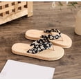 thumbnail image 4 of Women's Floral Pattern Flip Flop Slippers Casual Summer Beach Slippers Grass Weave Non Thong Sandals (Black 7), 4 of 8