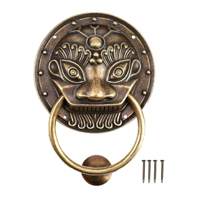 Lion Head Decorative Door Kinker Puerta Hardware Hardware Antiguo de bronce Descanado de la puerta retro para el gabinete Oficina de 5 pulgadas