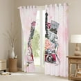 thumbnail image 3 of Castle Fairy Paris Eiffel Tower Black Out Curtains for Girls,Valentine's Day Floral Rose Curtains Pack of 2 (42x63 Each),Romantic Gradient Marble Bedroom Curtains,Lightweight Room Decor, 3 of 6