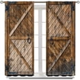 thumbnail image 3 of Rustic Barn Door Curtains,Farmhouse Wooden Board Plank Vintage Western Brown Cabin Country Bedroom Living Room Window Drapes 42x54 Inch, Style, 3 of 6