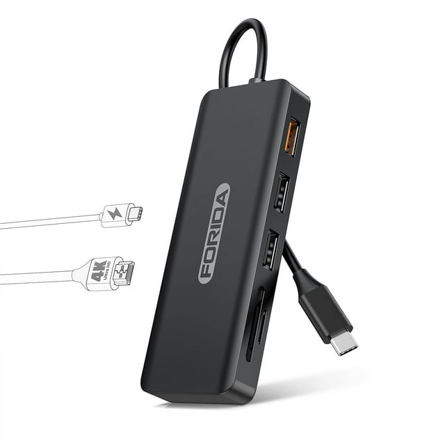 Hub USB C FORIDA 7 puertos 4K HDMI 100 W PD multipuerto