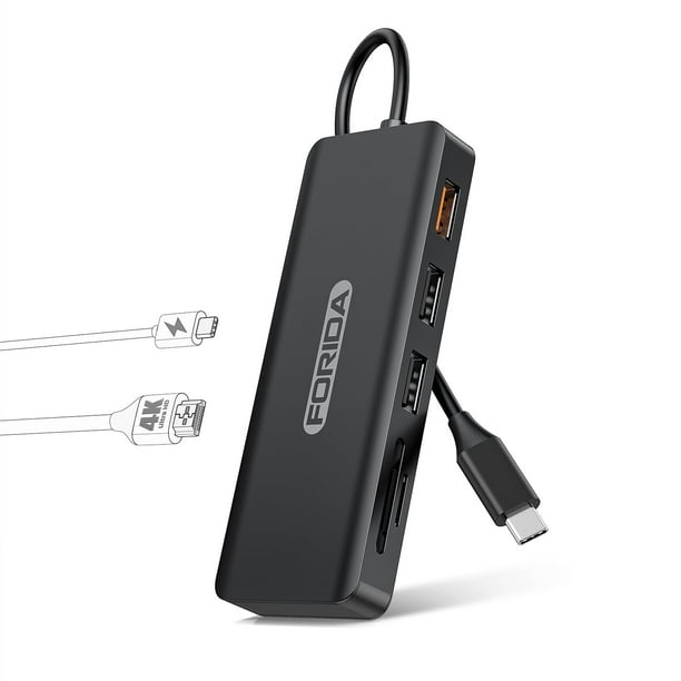 Hub USB C FORIDA 7 puertos 4K HDMI 100 W PD multipuerto