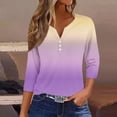 thumbnail image 2 of Jewelreauty Tunic Tops for Women Elbow Length Notch Neck Casual Button Blouses Summer Casual Tees, 2 of 5