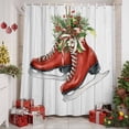 thumbnail image 2 of Christmas Red Ice Shoes Shower Curtains for Bathroom, Berry Pine Needles Ribbon Wood Striped Waterproof Fabric Shower Curtain for Bathroom Bathtub Decoration, Machine Washable, 60"x72", 2 of 9