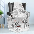 thumbnail image 4 of Sketchy Soft Flannel Fleece Blanket, Hand Drawn Doodle Style Cyclist Climbing to Mountain Artwork Image Print, Cozy Plush for Indoor and Outdoor Use, 60" x 80", Black White and Red, by Ambesonne, 4 of 5