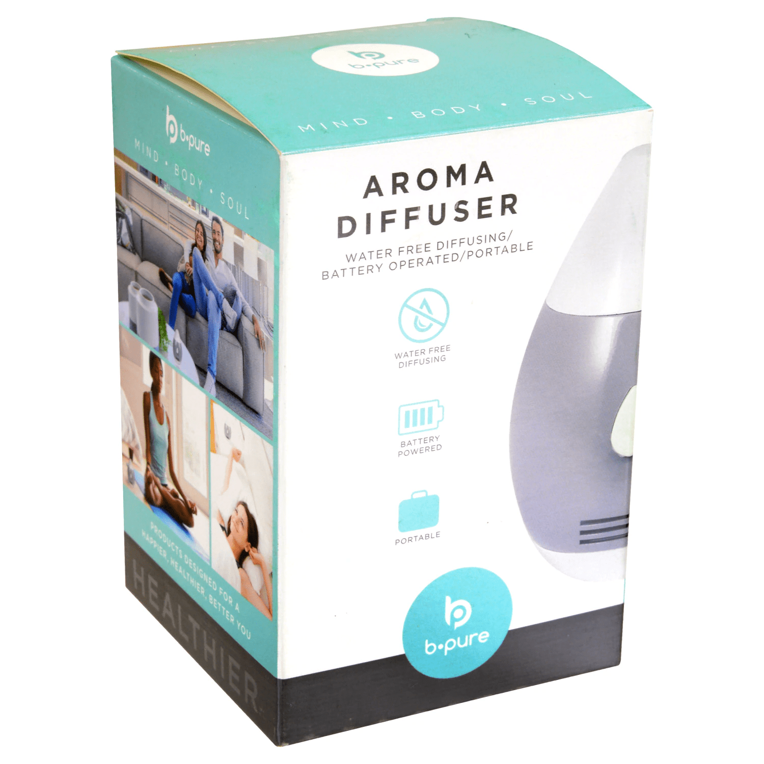 B Pure Portable Water Free Aroma Diffusers, 3x2.875x4.375 in.