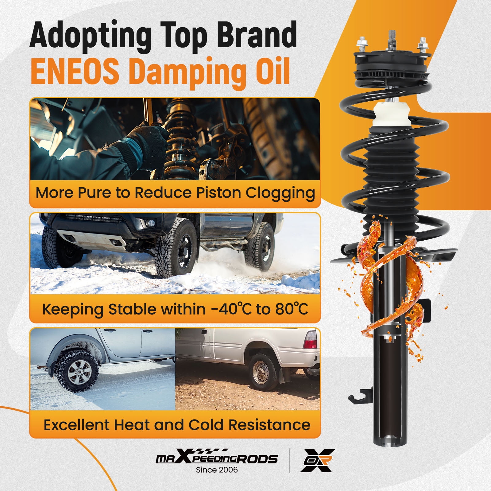 maXpeedingrods 2Pc Front Struts for Ford Focus 2008-2011, 272257 272258 Shock Absorber Complete Struts Coil Springs Assembly
