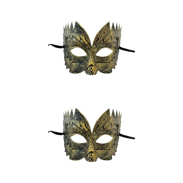 Jumpingount Envolturas de media cara antiguo decorativo oculto gótico baile tallado accesorios bola fiesta baile decoración Halloween oro antiguo 2piezas Jumpingount CBP251771
