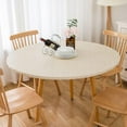 thumbnail image 2 of Round Vinyl Fitted Tablecloth with Flannel Backing Elastic Table Cloth Waterproof Oil-Proof Plastic Cover- Fits Tables up to 40" - 44" Diameter, 2 of 4
