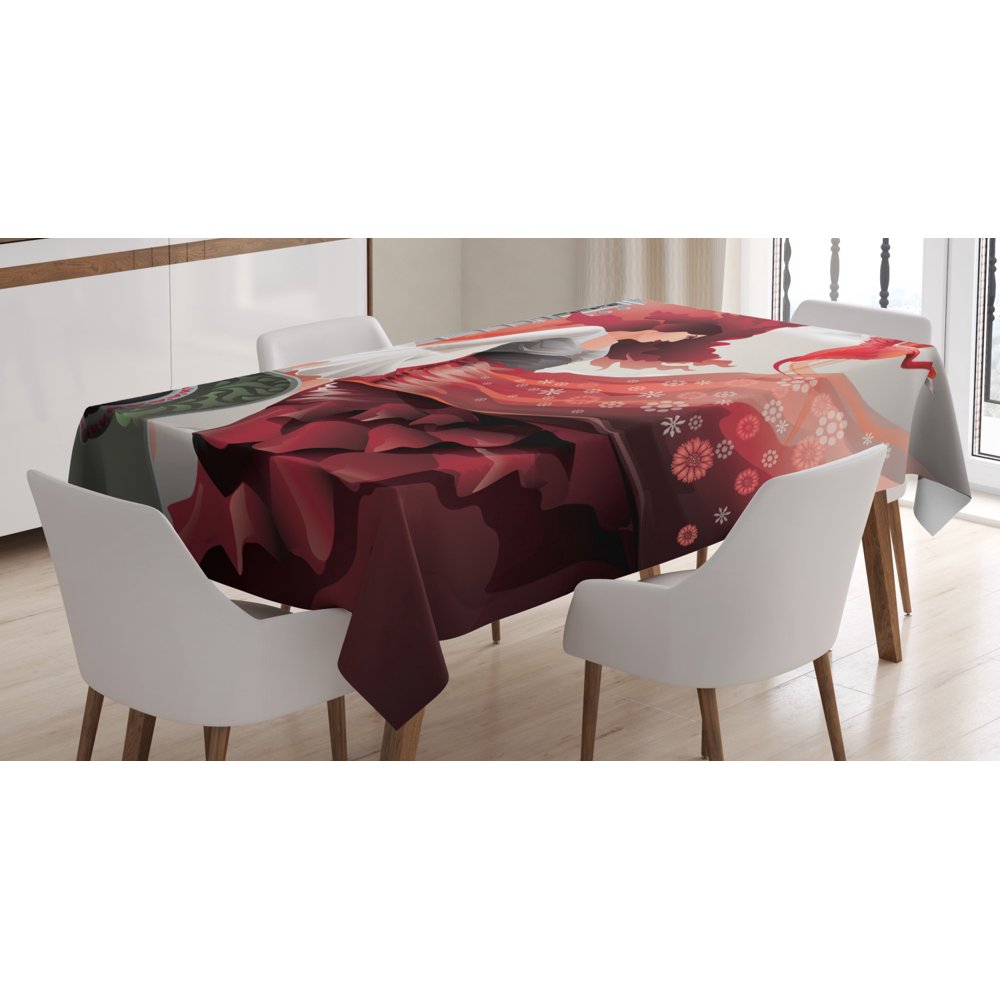 Spanish Tablecloth, Spain Culture Theme with Flamenco Dancer Lady