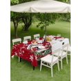 thumbnail image 3 of Outdoor Tablecloth with Umbrella Hole and Zipper, Red Snowman Christmas Rectangle Table Cloth 60x102 Inch Waterproof Tablecloth, Xmas Snowflake Birds Berry Winter Picnic Table Cover for Patio Camping, 3 of 7