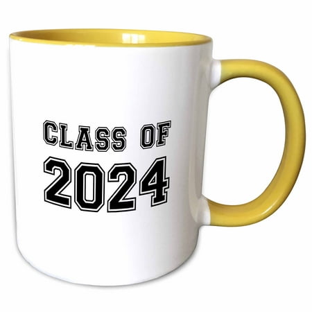 3dRose Class of 2024 - Graduation gift - graduate graduating high school university or college grad black - Two Tone Yellow Mug, (Best High School Graduation Gifts)