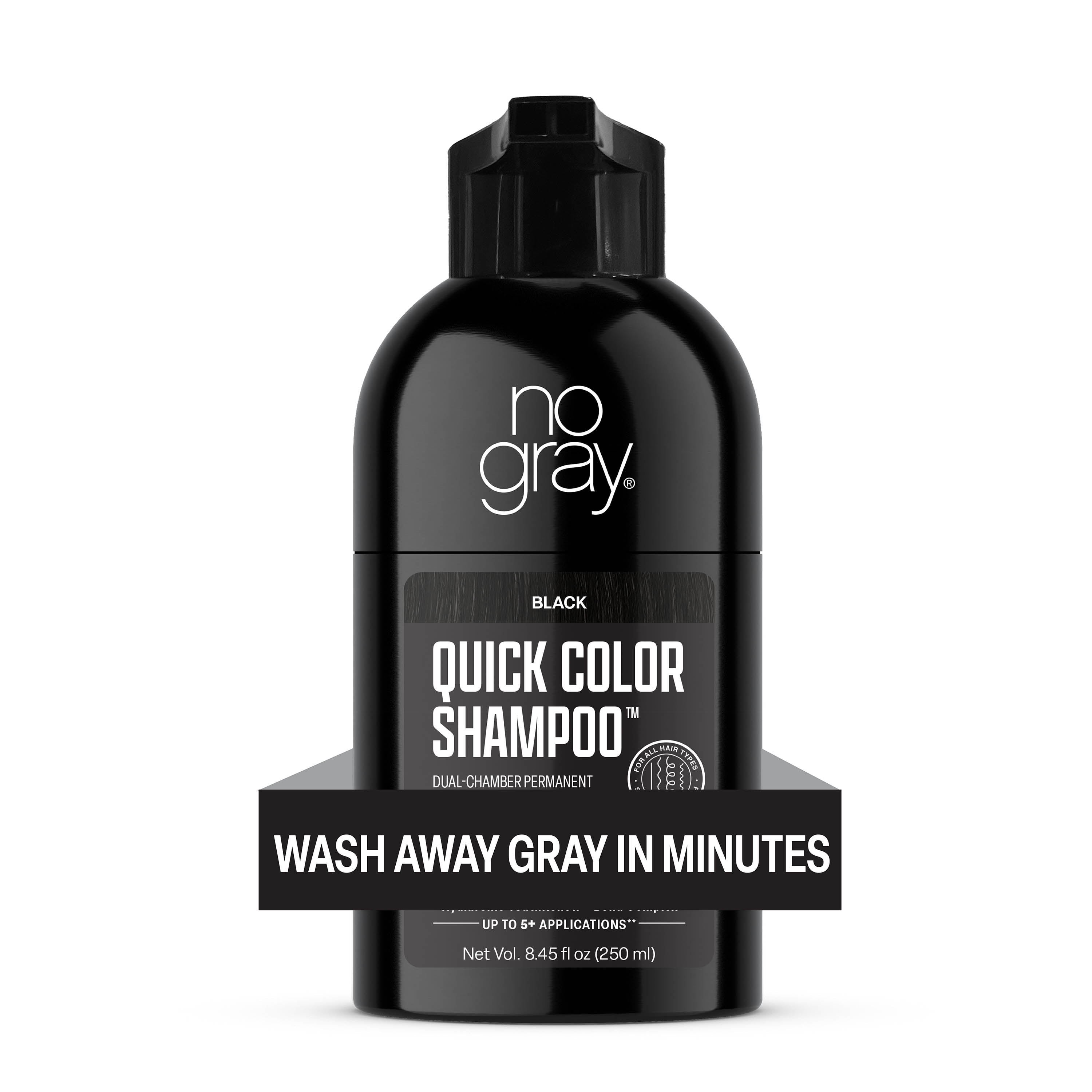 No Gray Quick Permanent Hair Color Shampoo, Black, 8.45 fl. oz