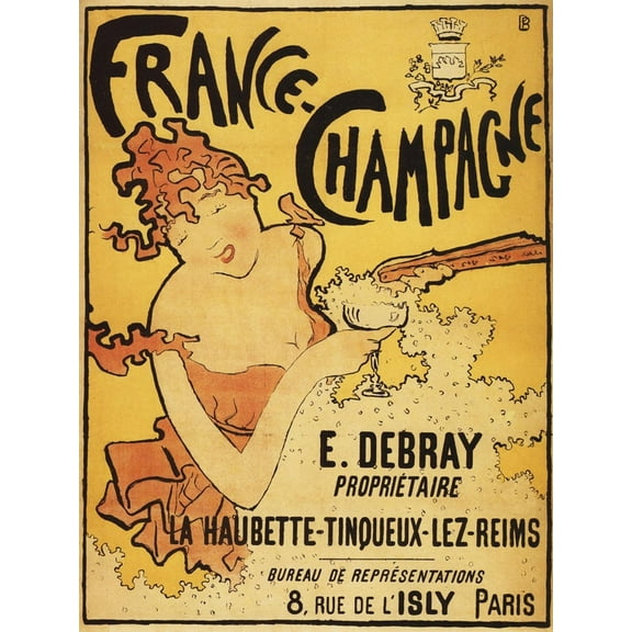 Art.com Champagne, France - E. Debray Champagne Advertisement Poster Art Print by Lantern Press, 18" x 24"