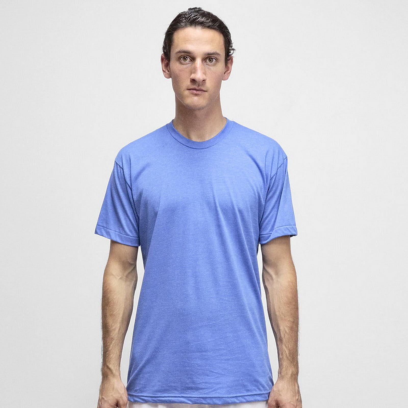 Los Angeles Apparel FF01 50/50 Poly Cotton Tee, Heather Lake Blue, S 