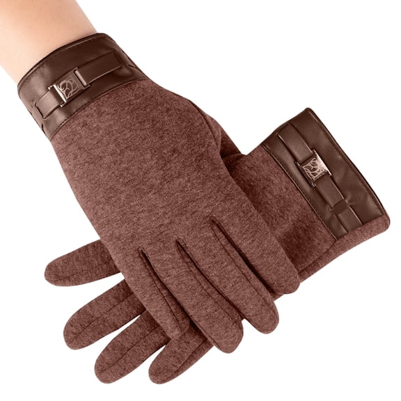 IMENGL Gloves for Women Soft Velvet Screen Plus Velvet Warm Comfy Women's Work Gloves,Brown