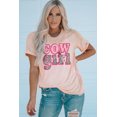thumbnail image 4 of ABPHQTO Camiseta rosa con gráfico de cuello redondo y estampado de estrellas de leopardo COWGIRL para mujer, 4 of 5