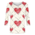 thumbnail image 4 of TrendVibe365 Pink Women's Plus Size Tops with 3/4 Sleeves Valentines Womens Tops with Crew Neck Polyester Casual Love Heart Printed Lover Gift Blouse Tops for Valentines Gifts L, 4 of 5