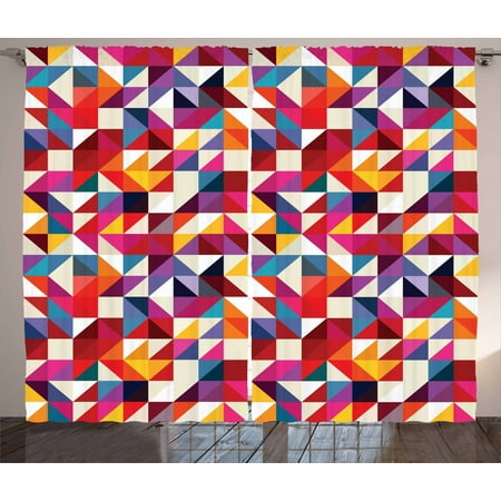 Geometric Curtains 2 Panels Set Bauhaus Style Geometric Pattern