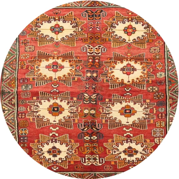 Ahgly Company Indoor Round Traditional Red Persian Area Rugs, 3' Round