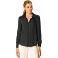 thumbnail image 1 of Camisa de trabajo de manga larga con blusa elegante con cuello en V de oficina para mujer Negro L INSPIRE CHIC Camisa, 1 of 6