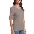 thumbnail image 2 of Women's Short Sleeves T Shirt Casual V Neck Solid Casual Sweatshirt, 2 of 4