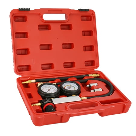

Romacci Auto Cylinder Leak Tester Compression Leakage Detector Kit Set Petrol Engine Gauge Tool Kit Double Gauge System with Case