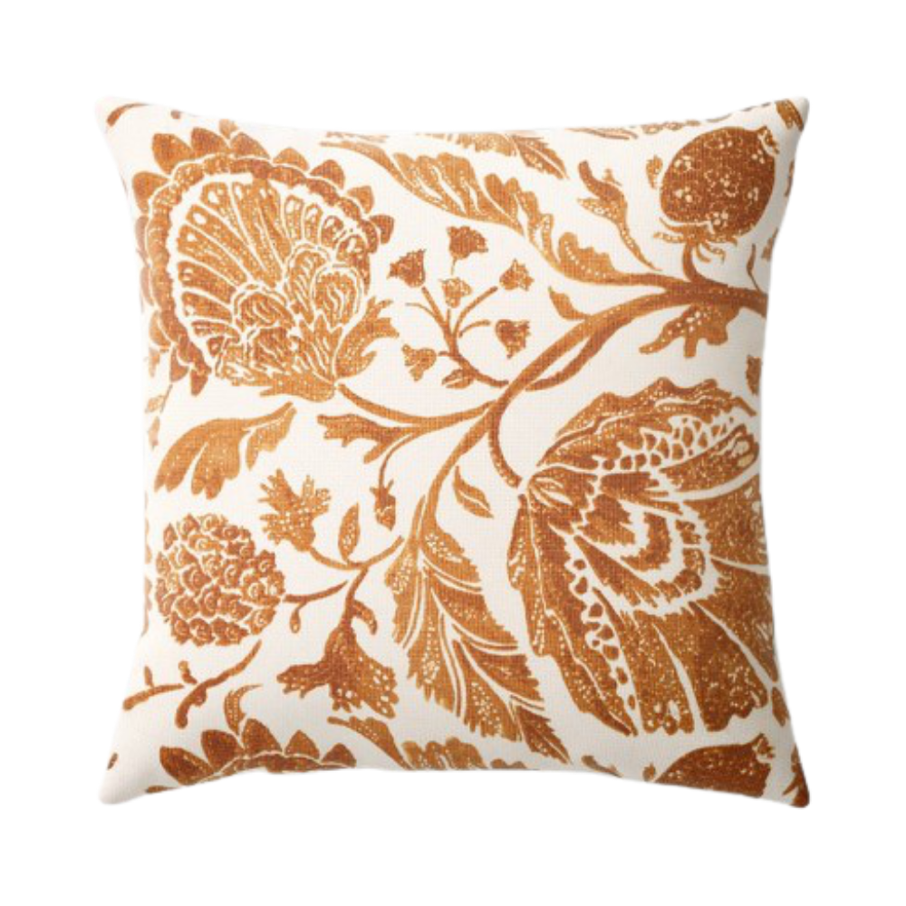 Threshold Square Floral Printed Jacobean Throw Pillow In Brown